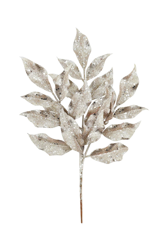 Glitter Leaf Pick in White