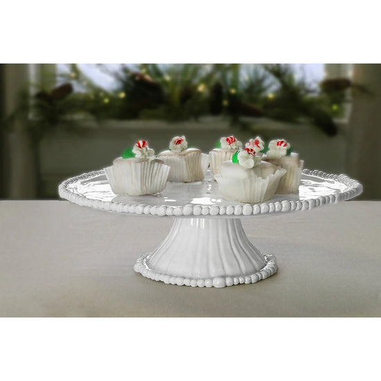 Load image into Gallery viewer, Pedestal Cake Plate VIDA Alegria (White)
