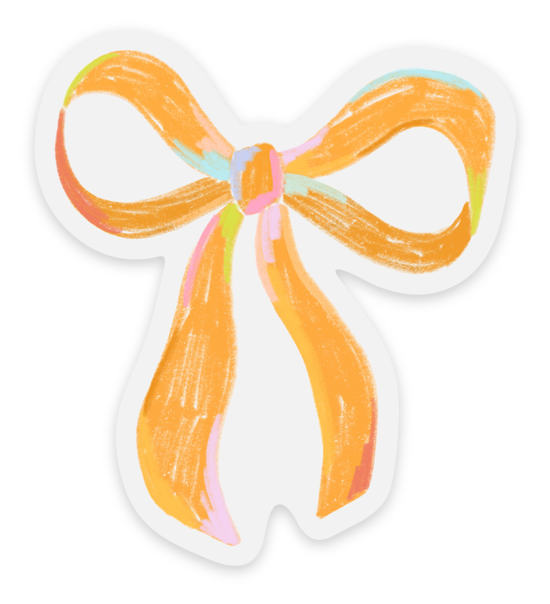 Clear Golden Bow Sticker, 2.25x2.5in.