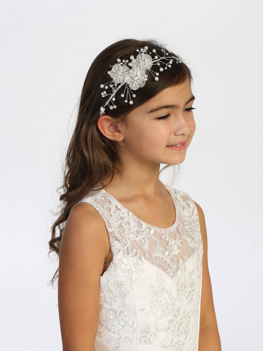 Three Flower Organza Hairpiece