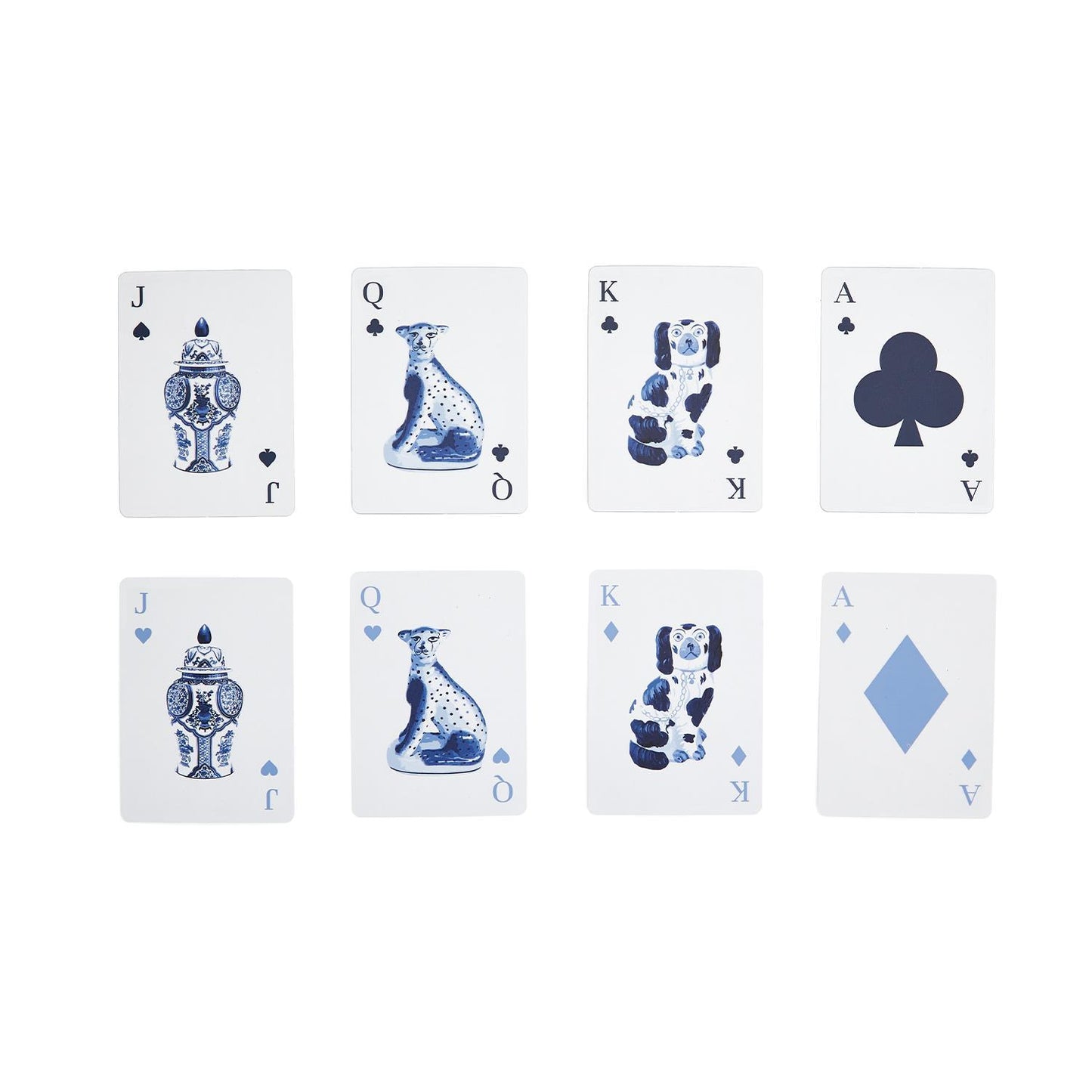 Chinoiserie Double Deck Playing Cards in Ceramic Holder