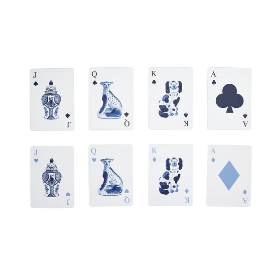 Chinoiserie Double Deck Playing Cards in Ceramic Holder