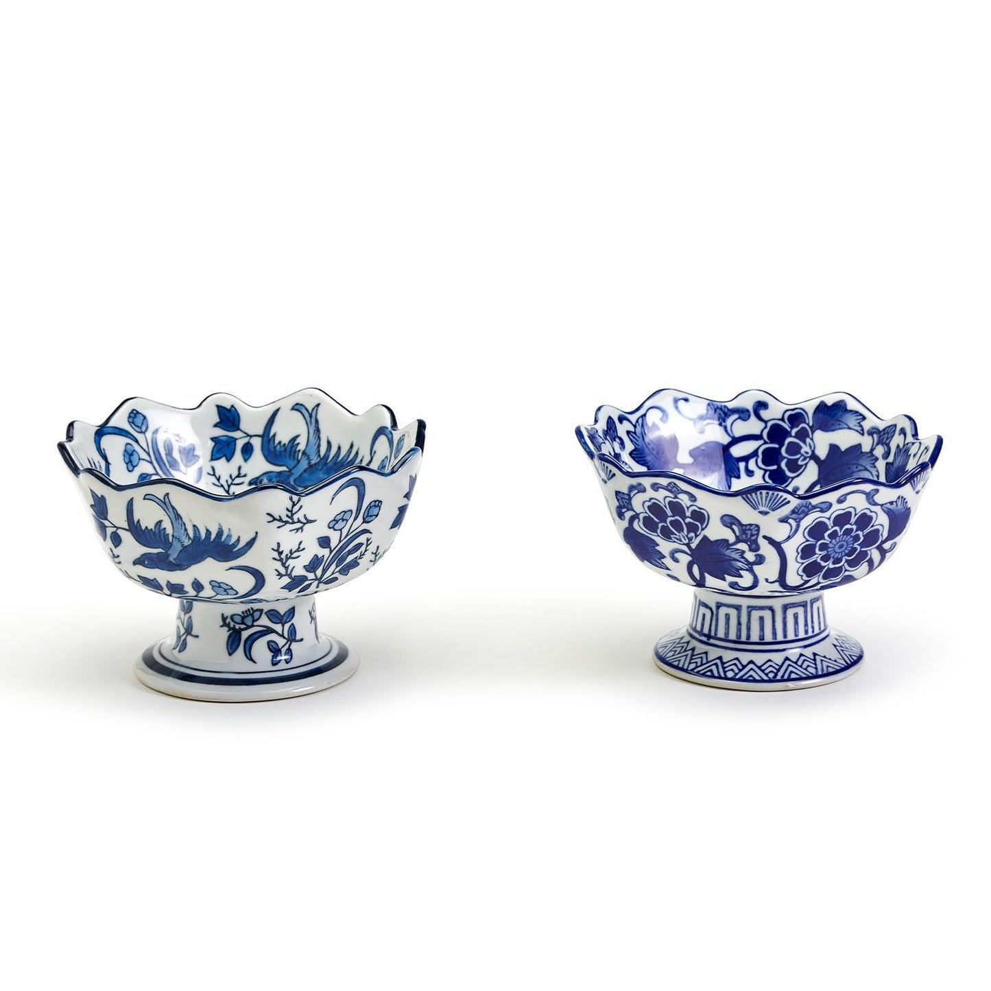 Bird Scalloped Edge Footed Bowl