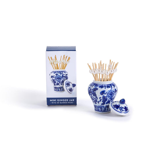 Blue Mini Ginger Jar with Picks