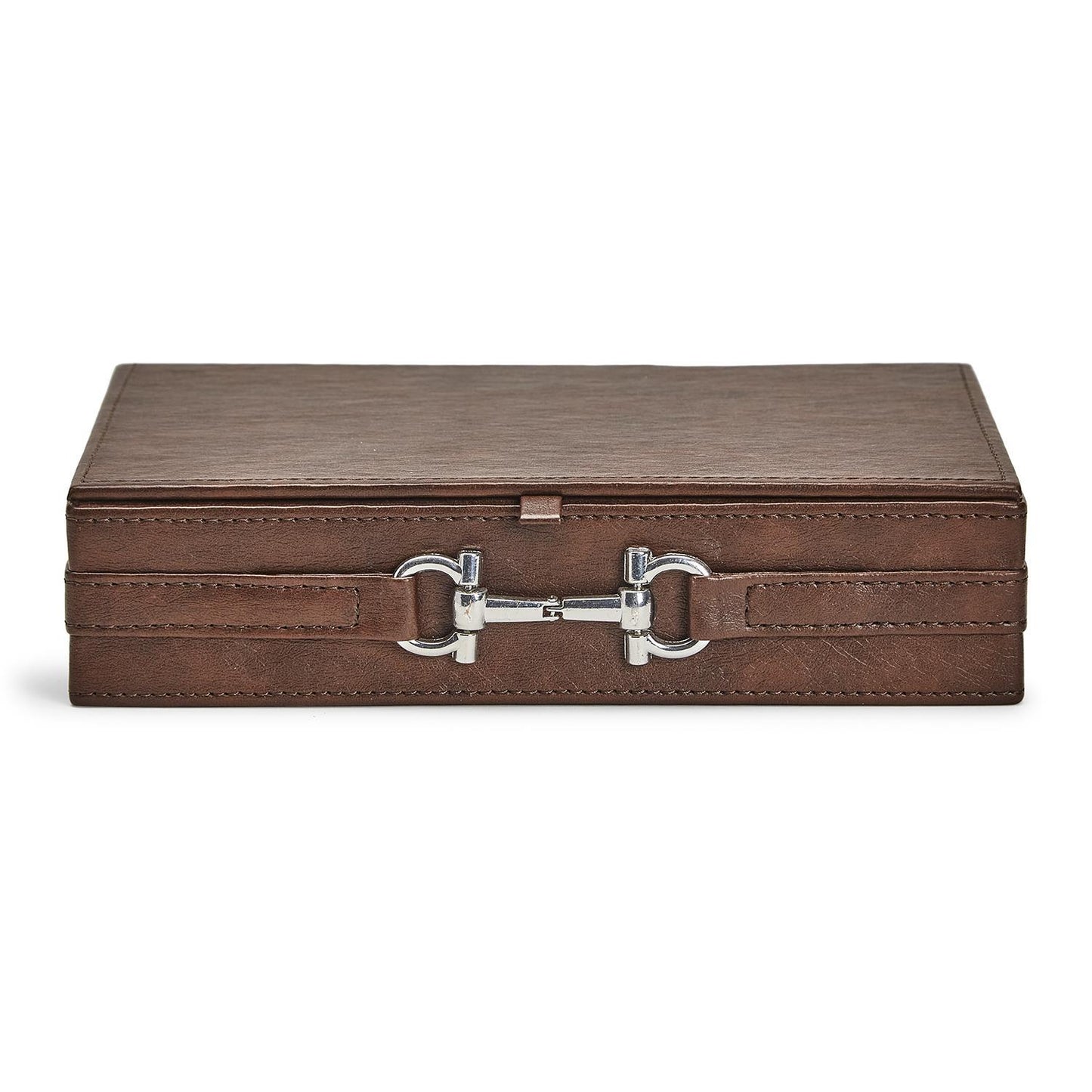 Vegan Leather Box with Polished Horse Bit Accent