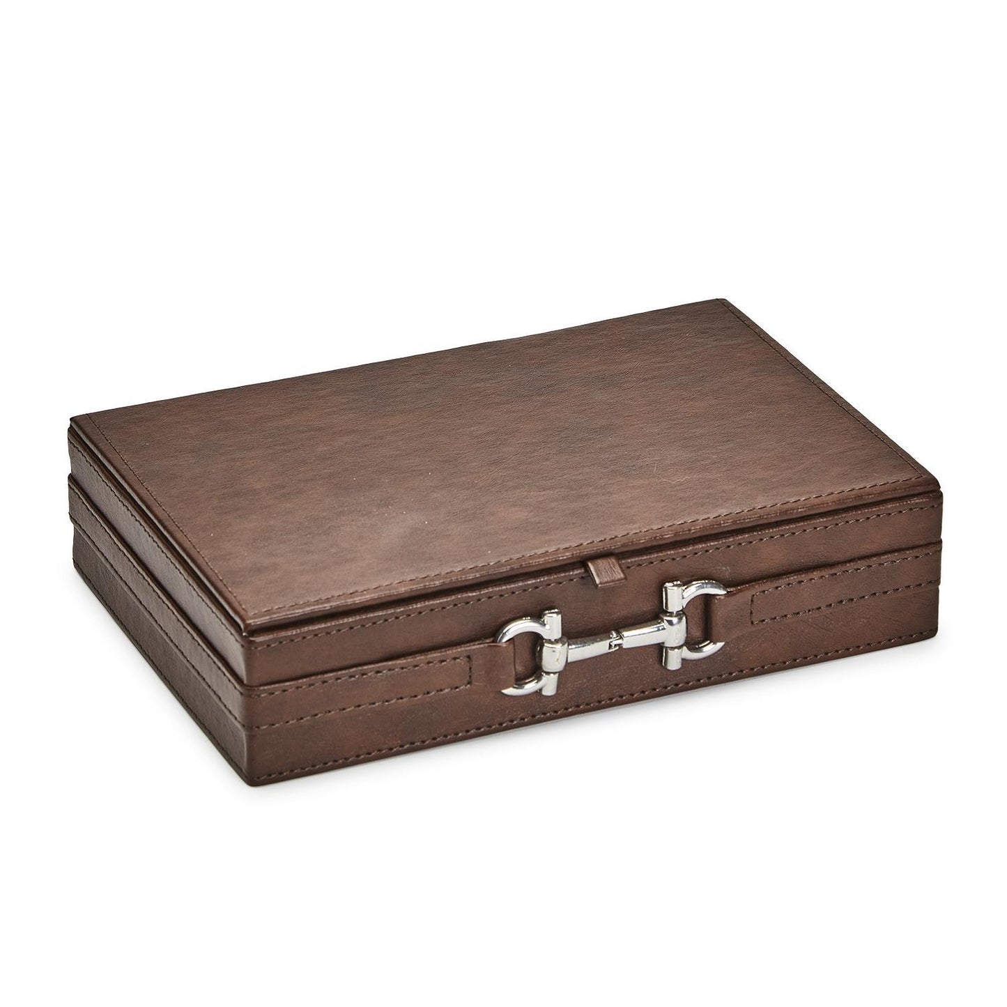 Vegan Leather Box with Polished Horse Bit Accent
