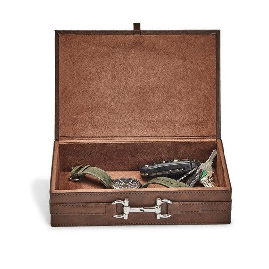 Vegan Leather Box with Polished Horse Bit Accent