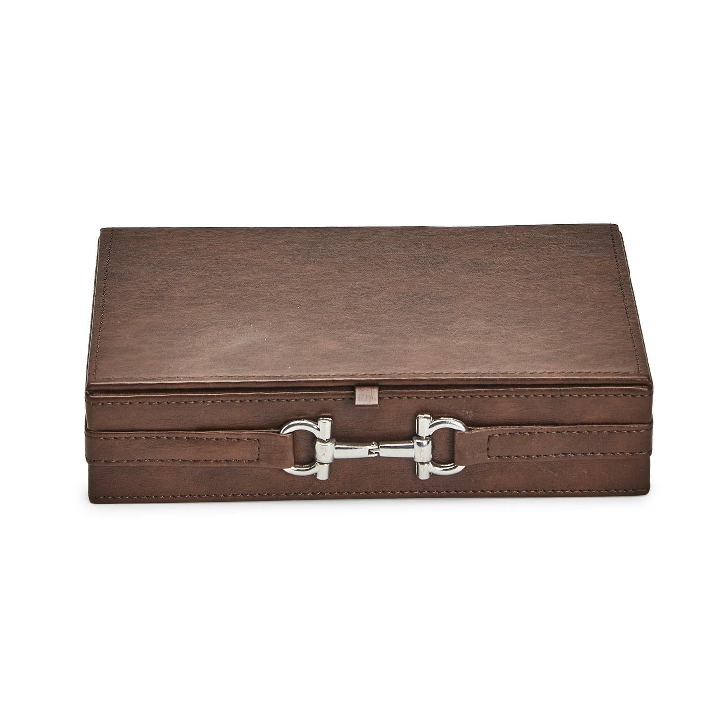 Vegan Leather Box with Polished Horse Bit Accent