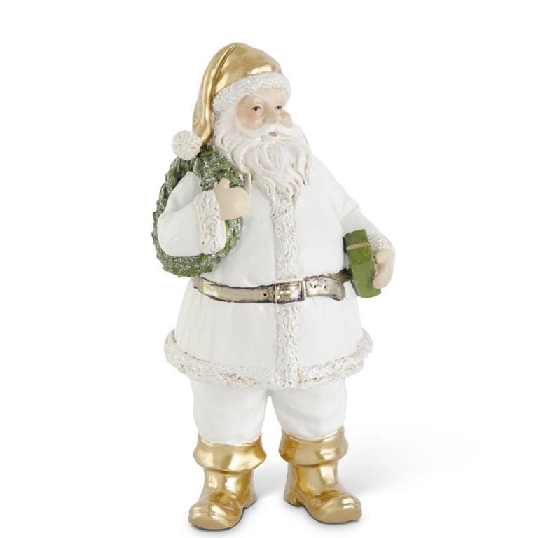 WHITE AND GOLD SANTA FIGURINES
