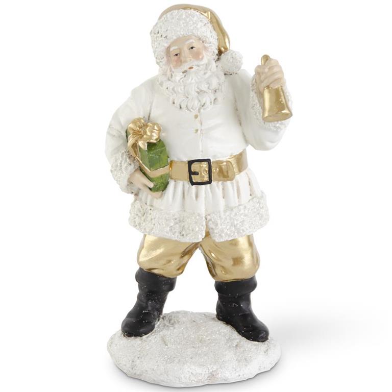 WHITE AND GOLD SANTA FIGURINES