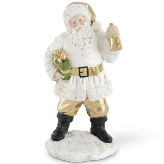 WHITE AND GOLD SANTA FIGURINES