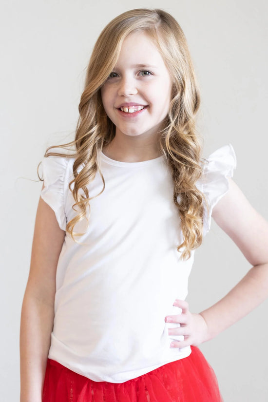 Load image into Gallery viewer, White S/s Ruffle Tee

