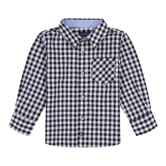 Navy Check Button Down
