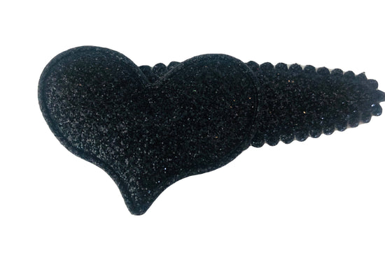 Black Puff Hearts Hair Clips