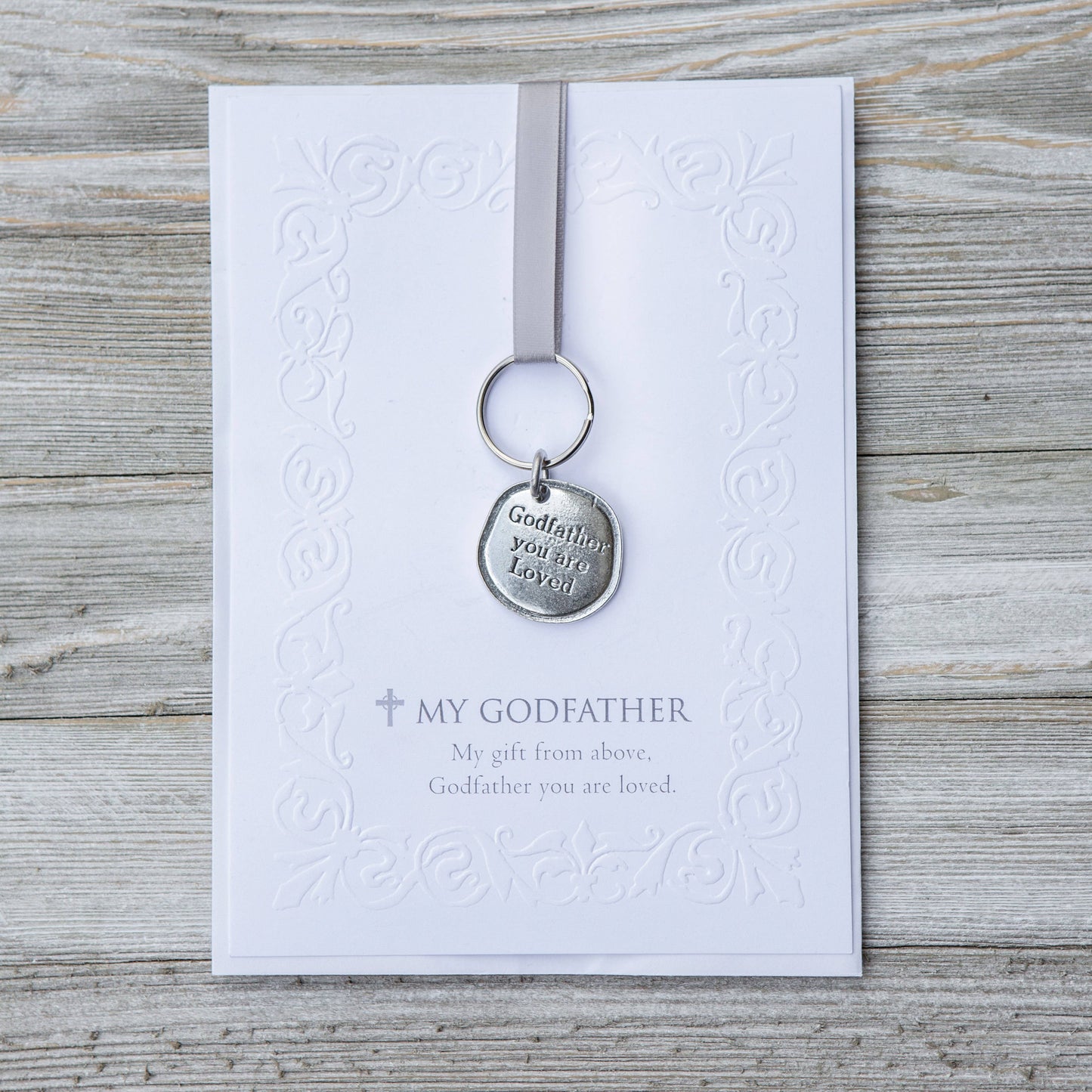 Godfather You Are Loved Pewter Keychain And Card