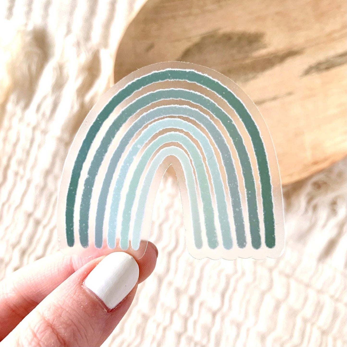Clear Green Rainbow Sticker, 2.5x2.5 in.