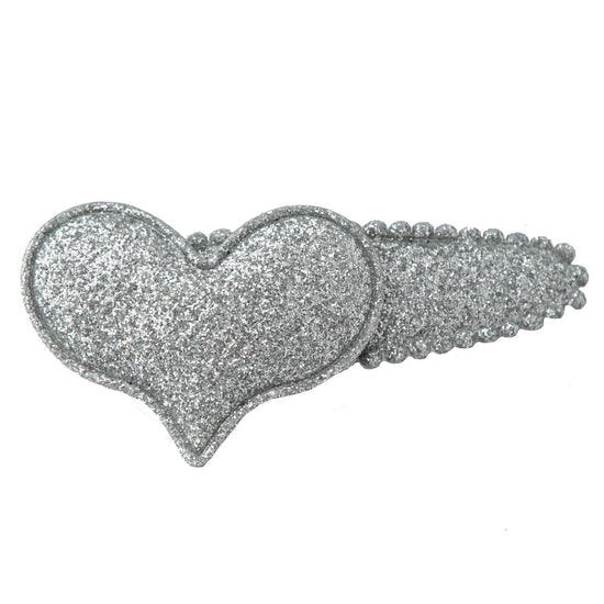 Silver Puff Hearts Hair Clips