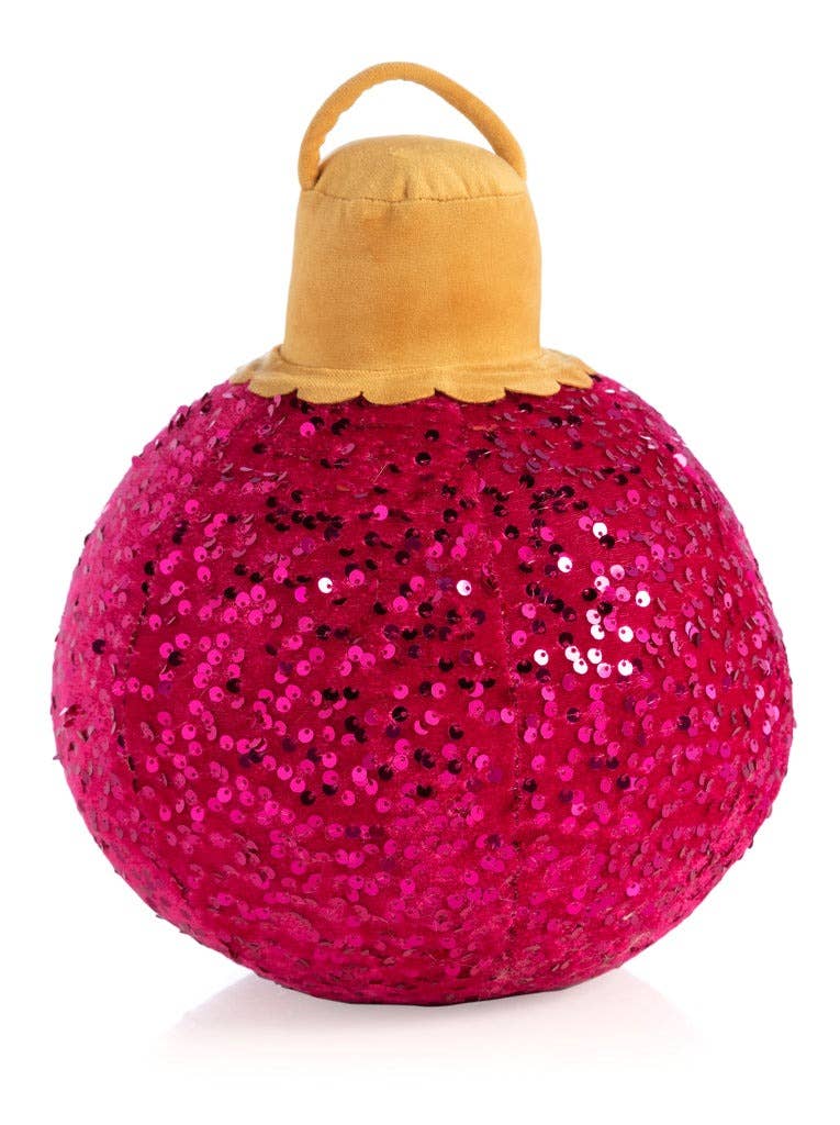 Medium Magenta Sequin Bauble Ornament Pillow