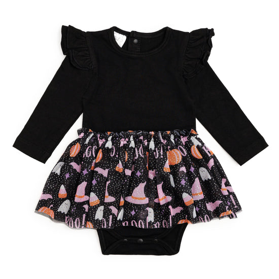 Boo Halloween Long Sleeve Tutu Bodysuit - Halloween Baby