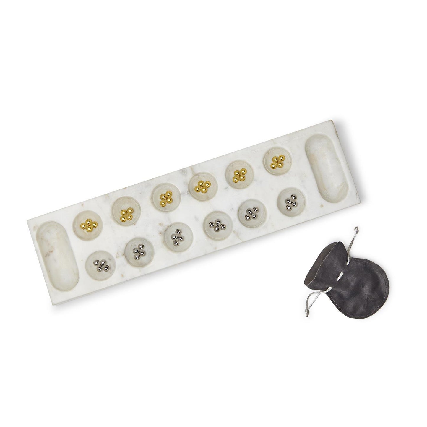 Marble Mancala Game with 48 Metal Game Pieces