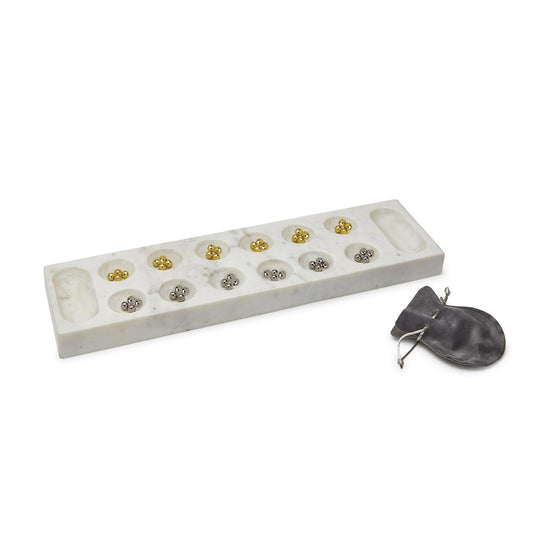 Load image into Gallery viewer, Marble Mancala Game with 48 Metal Game Pieces
