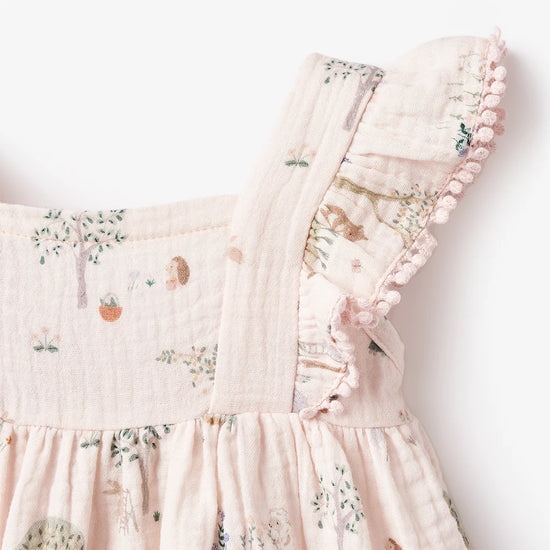 Crochet Trim Garden Picnic Muslin Dress w/Bloomer