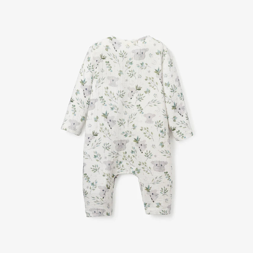 Koala Print Organic Muslin Baby Jumpsuit