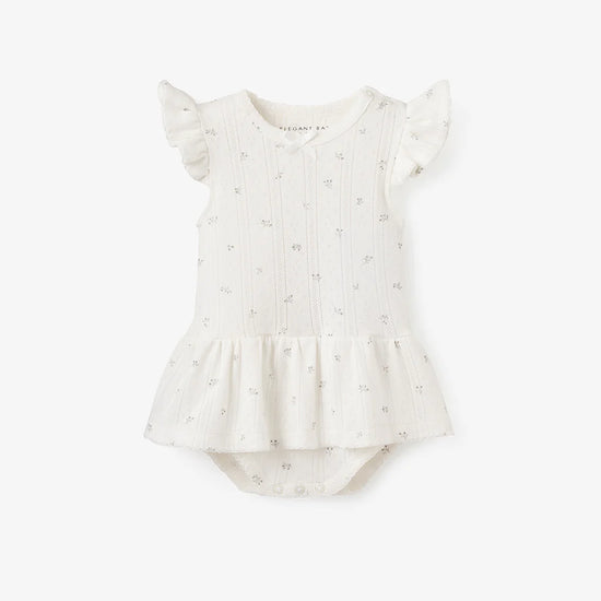 White Pointelle Baby Ruffle Romper
