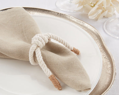 Knotted Rope Napkin Ring in Navy or Ivory