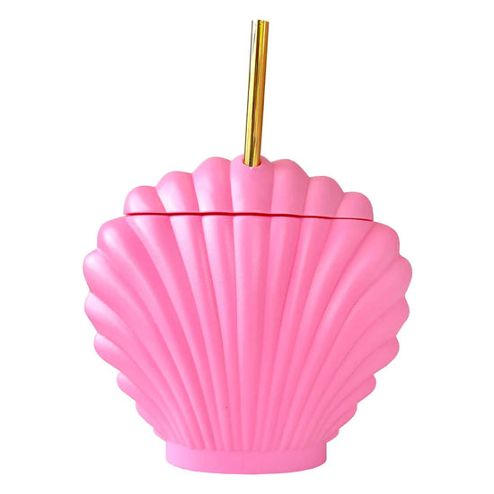 SHELL-EBRATE REUSABLE PARTY SIPPER CUP WITH STRAW