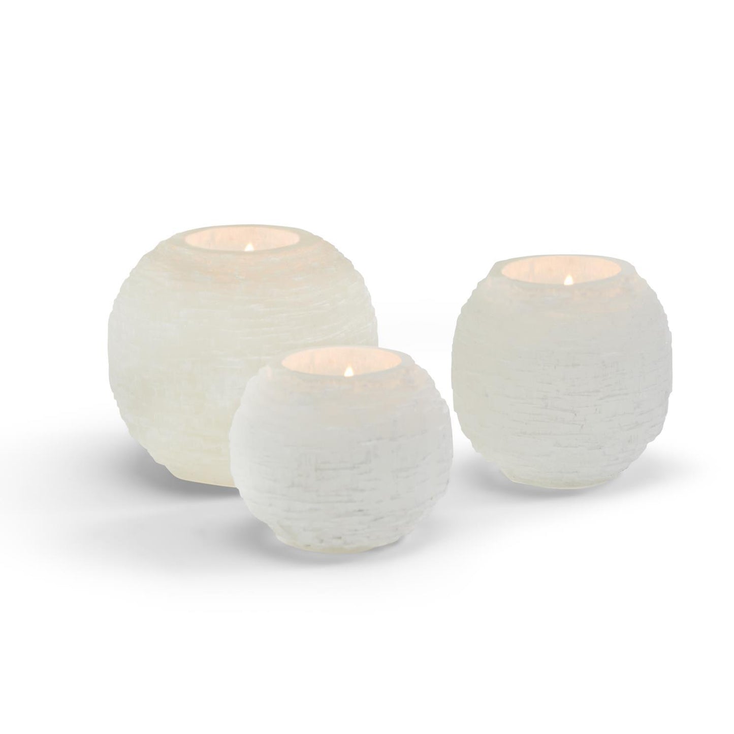 Glacier Selenite Crystal Sphere Candleholder