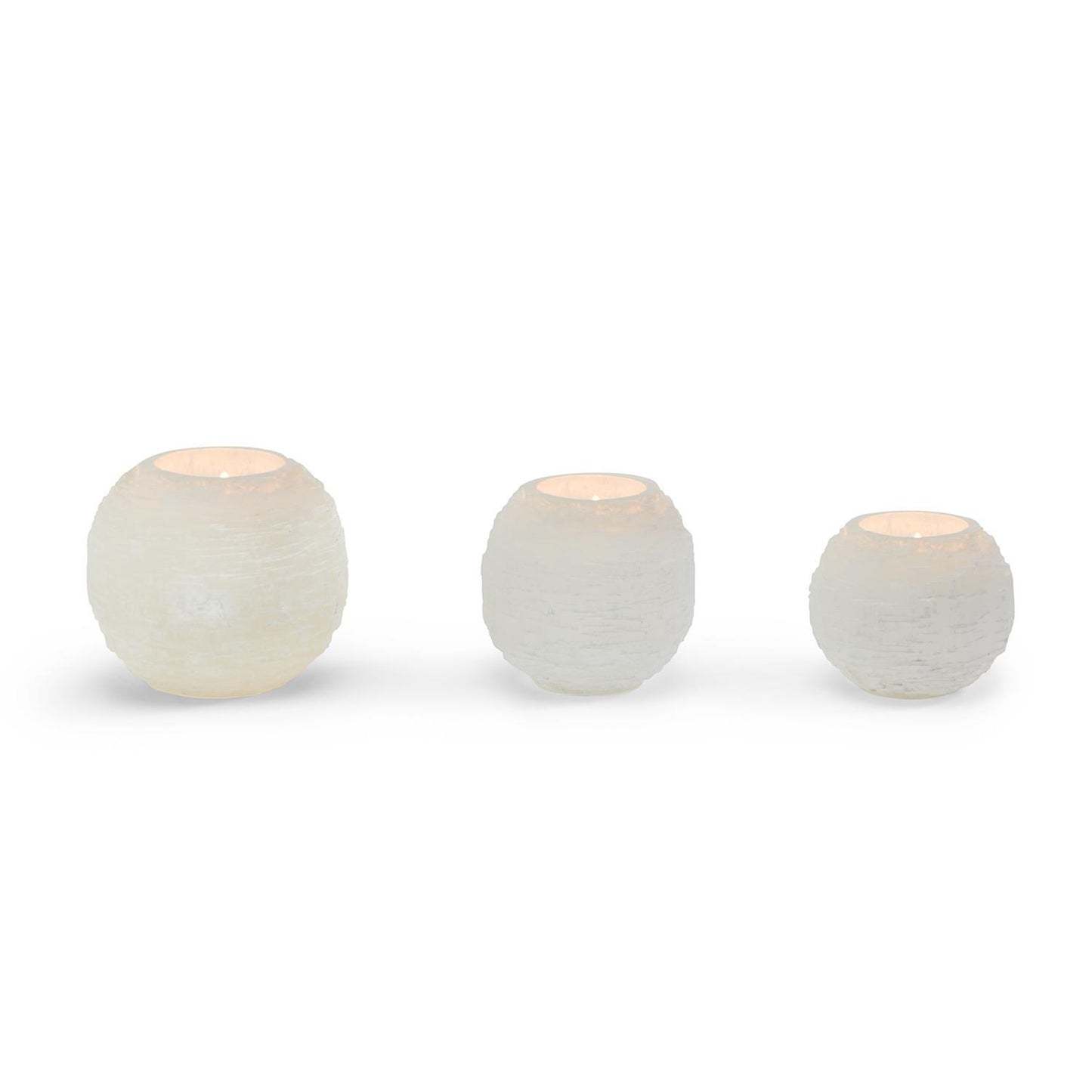 Glacier Selenite Crystal Sphere Candleholder