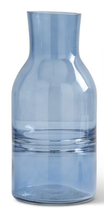 Blue Glass Thin Round Vase with Inlayed Detail