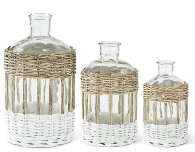 Large Wicker Sleeve Glass Bottle