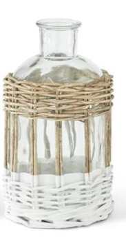 Small Nautical Wicker Sleeve Glass Bottle