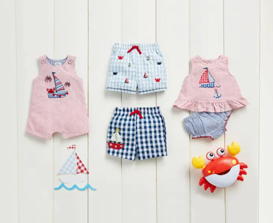 Sailboat Gingham Swim Trunks
