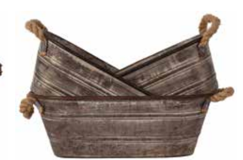 Oval Rustic Planters with Rope Handles