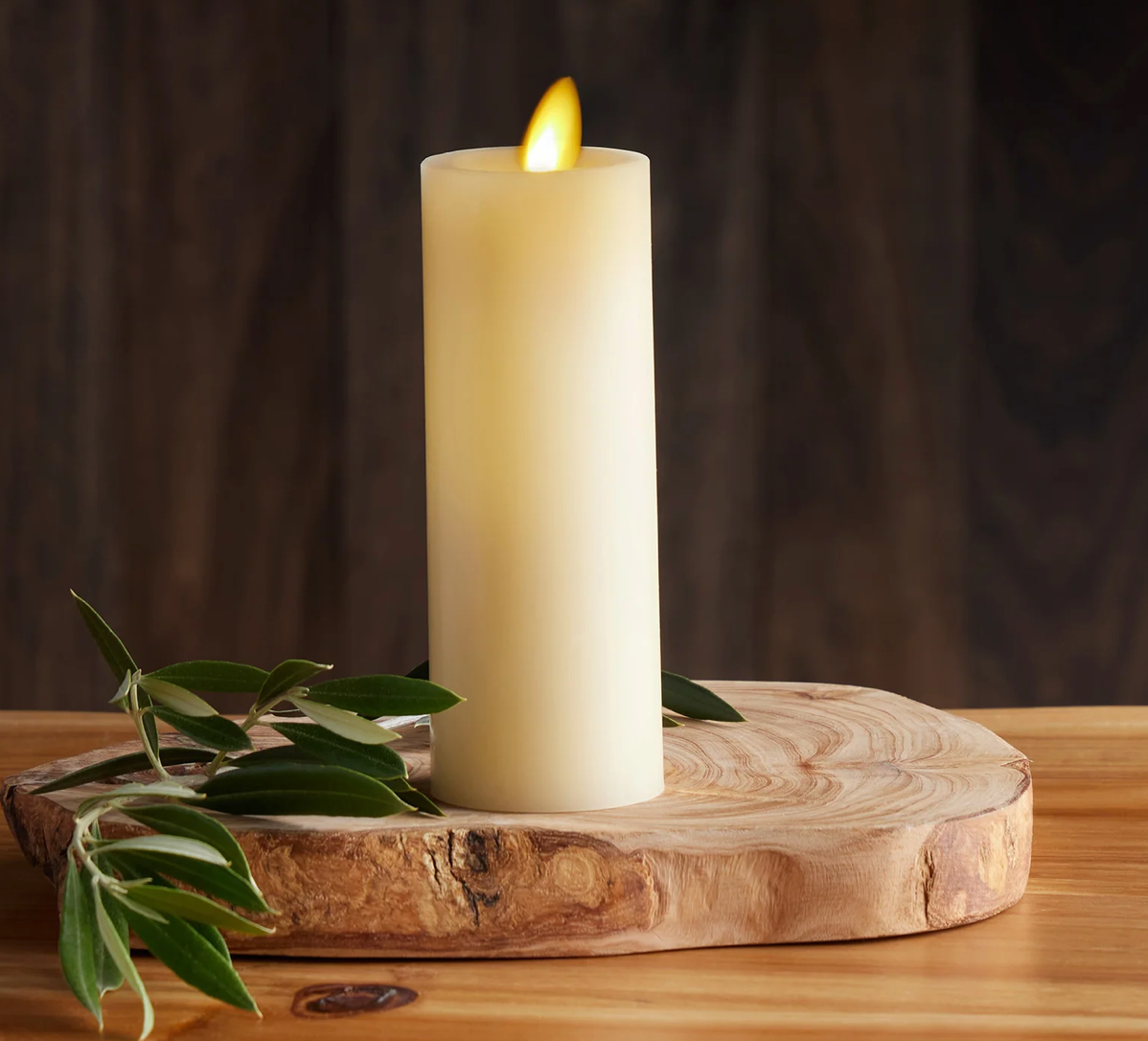 Ivory 2" x 6.1" Slim Pillar Luminara Real Flame
