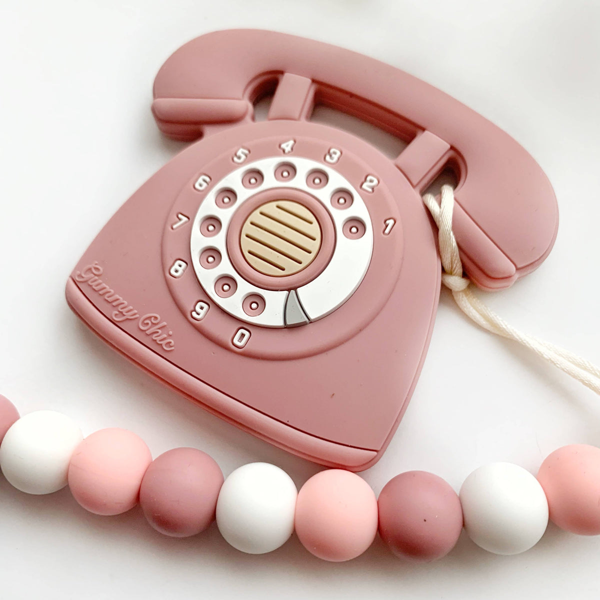 Rotary Dial Phone Silicone Teether with Clip - Rose – Madison Paul