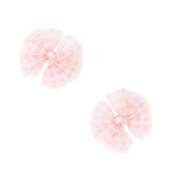 2PK TULLE BABY FAB CLIPS: pink gingham