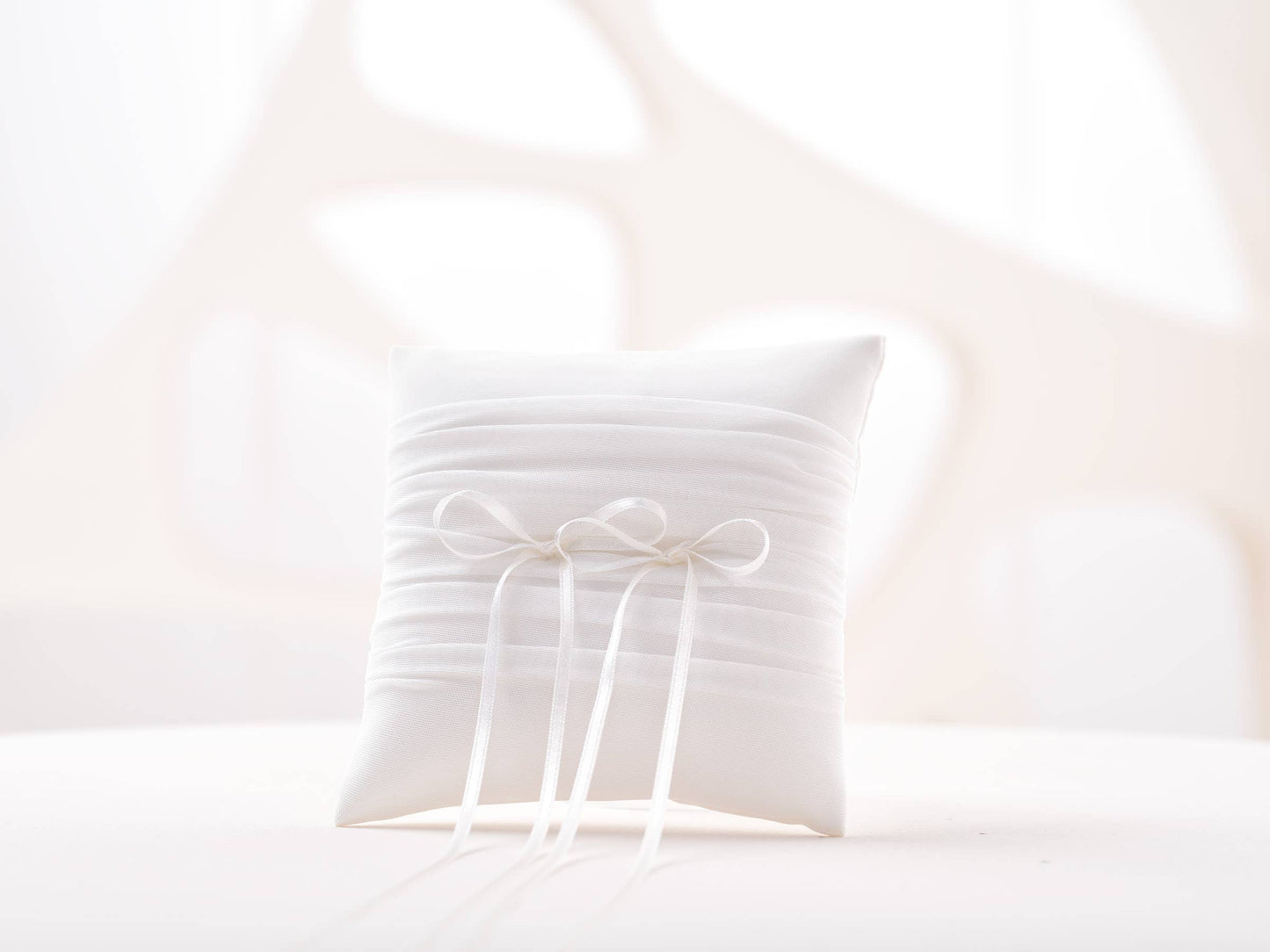 Wedding ring pillow, bridal cushion: White