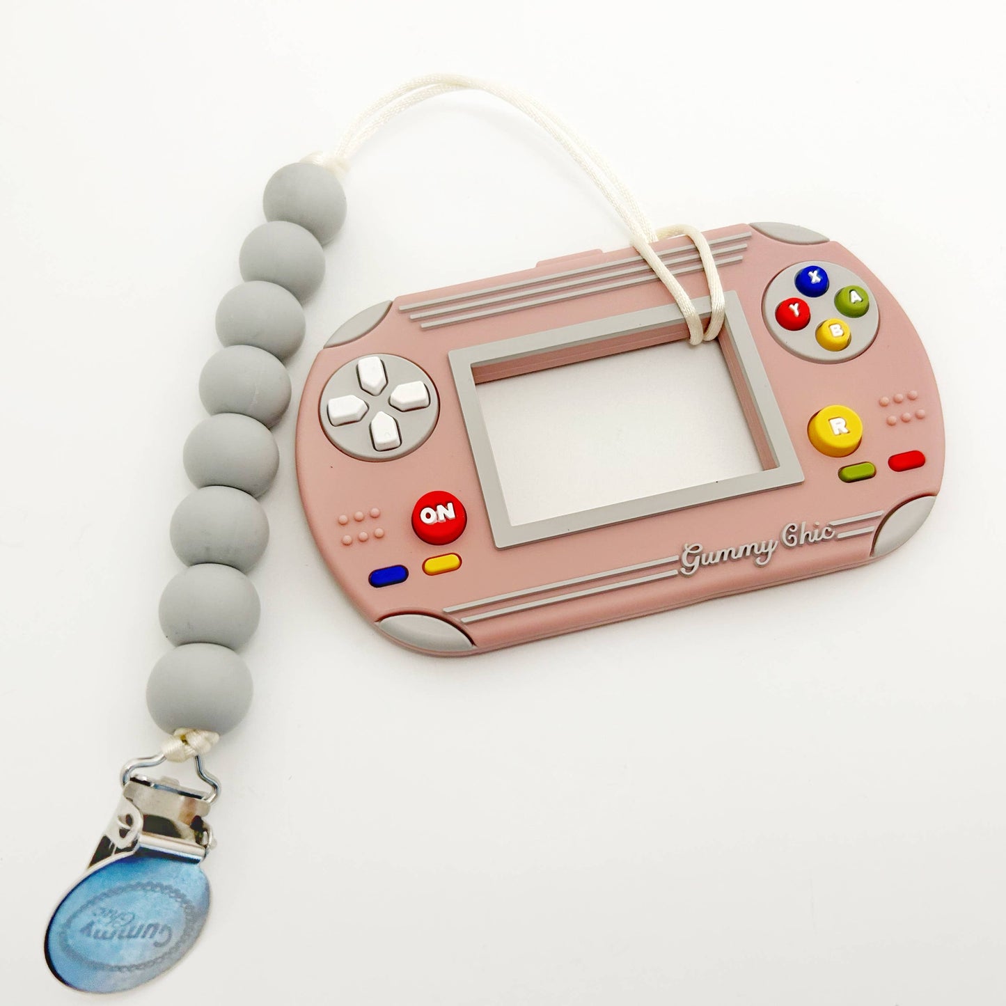 Video Game Teether with Clip - Pink
