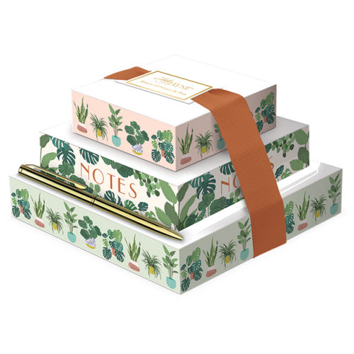Load image into Gallery viewer, Garden Theme Note Set with 3 Notepads &amp;amp; Metal Pen
